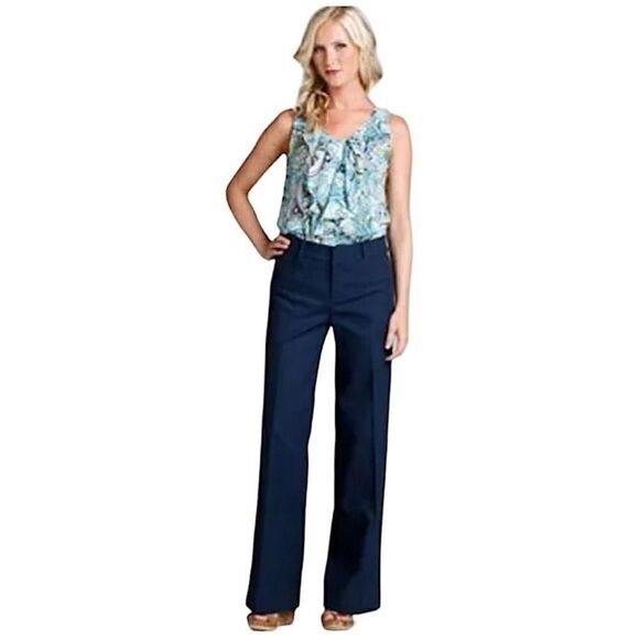 Lilly Pulitzer Main Line Fit Navy Mid Rise Wide Leg Trouser Pants Women’s Size 6 - Picture 1 of 9